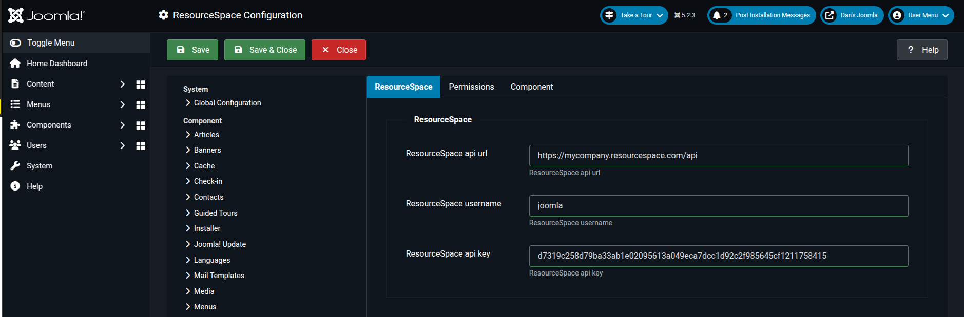 Joomla settings