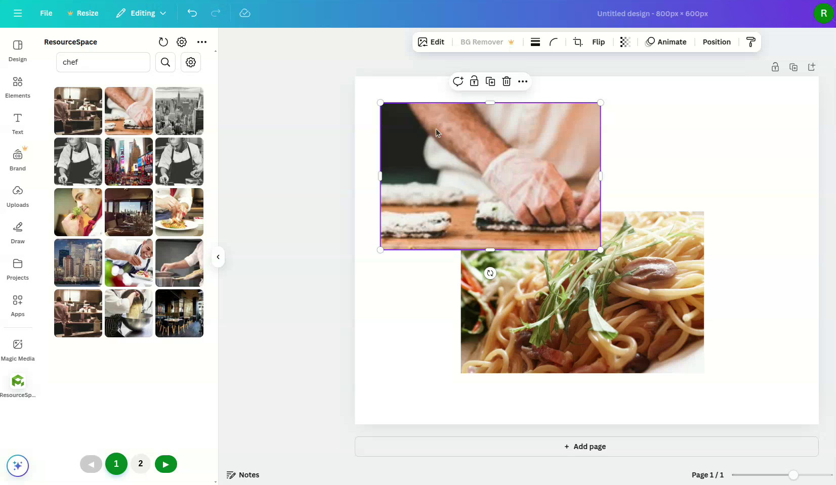 Canva integration in use